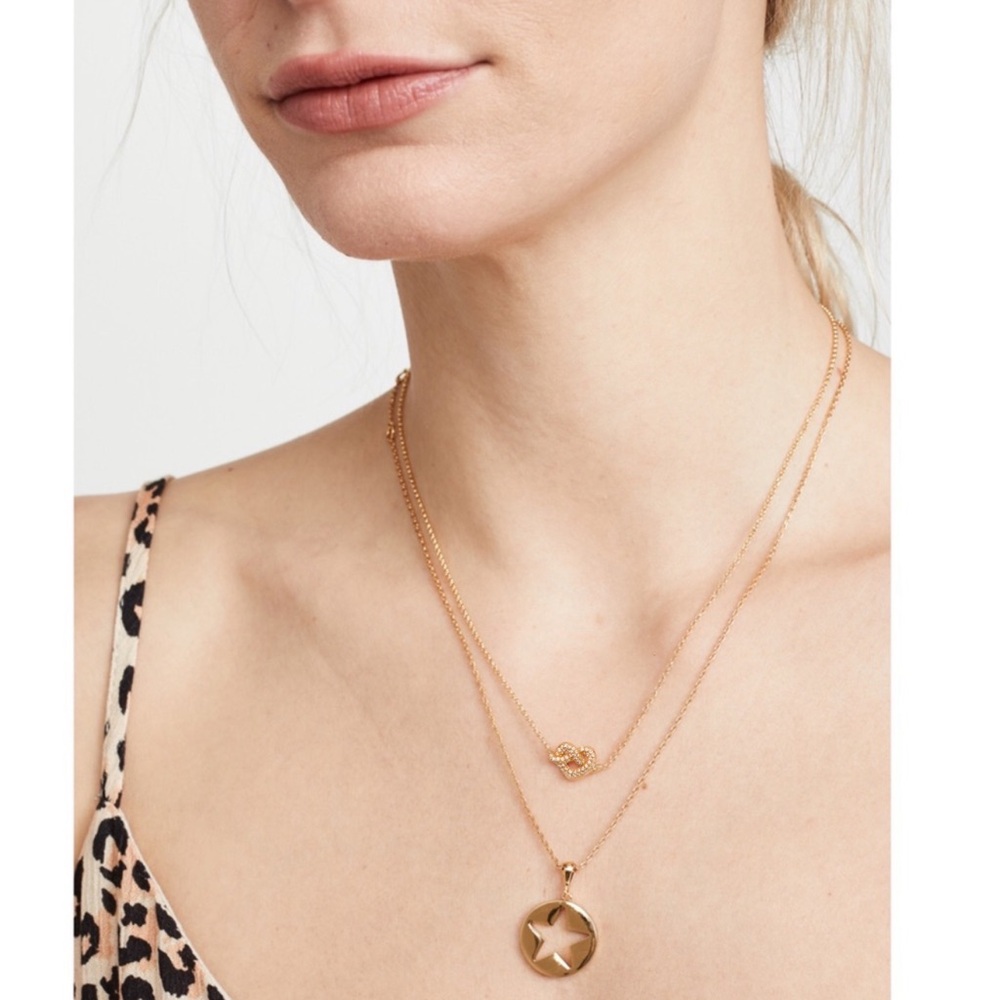 KATE SPADE • Crystal Loves Me Knot Gold Necklace - Picture 4 of 5